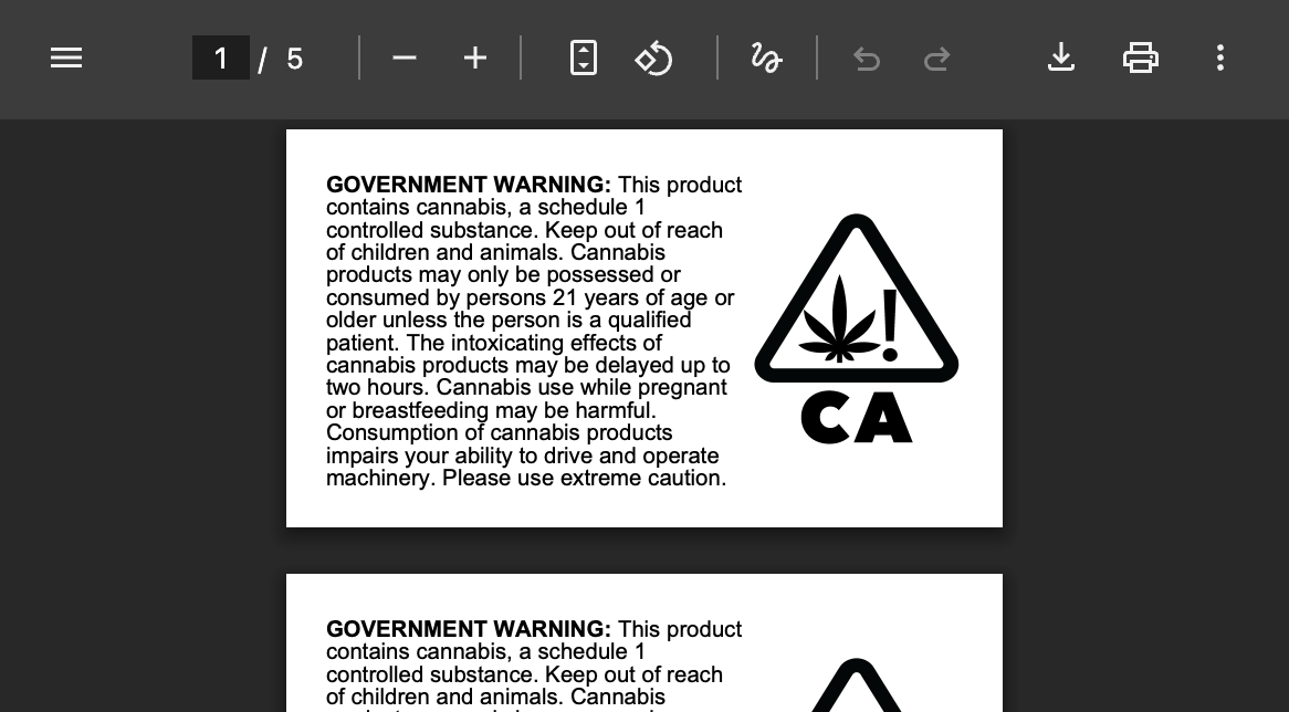 Generic Warning Labels - Click to view PDF
